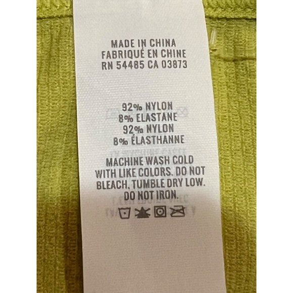 NWT AERIE High Cut Bikini Pantie Sz XS Pea Green Ribbed Gold Ring - Picture 3 of 4